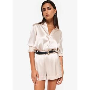 NWOT Cami NYC Crosby 100% Silk Blouse & Ravi Short Set in Oat Size Small